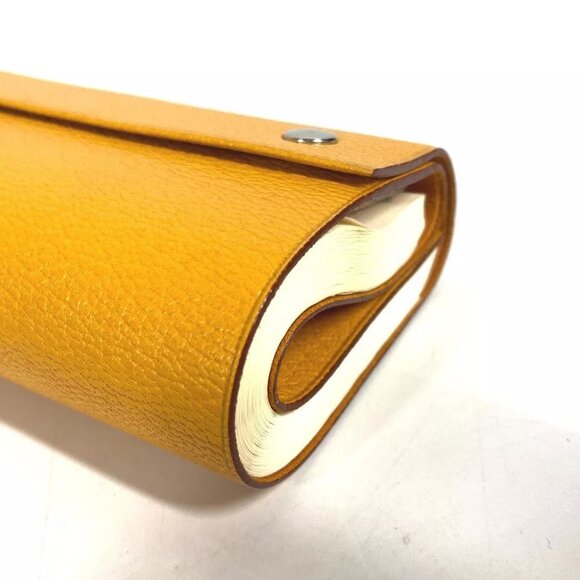 HERMES Roll Note Caillou Notepad stationery notebook Leather yellow - Picture 5 of 11